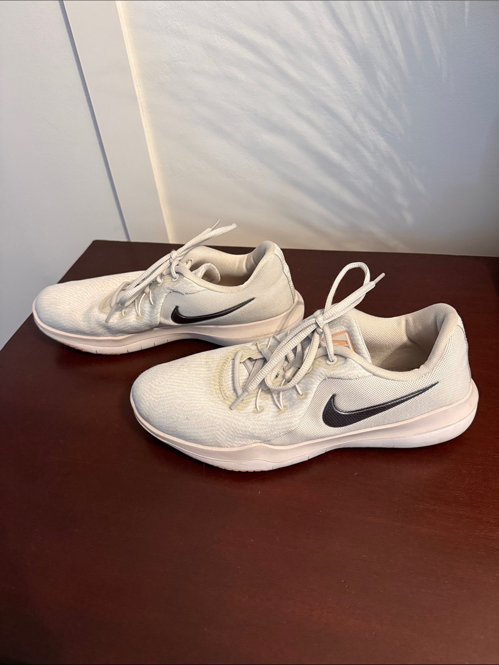 Nike Women's White Athletic Running Sneakers with Black Swoosh